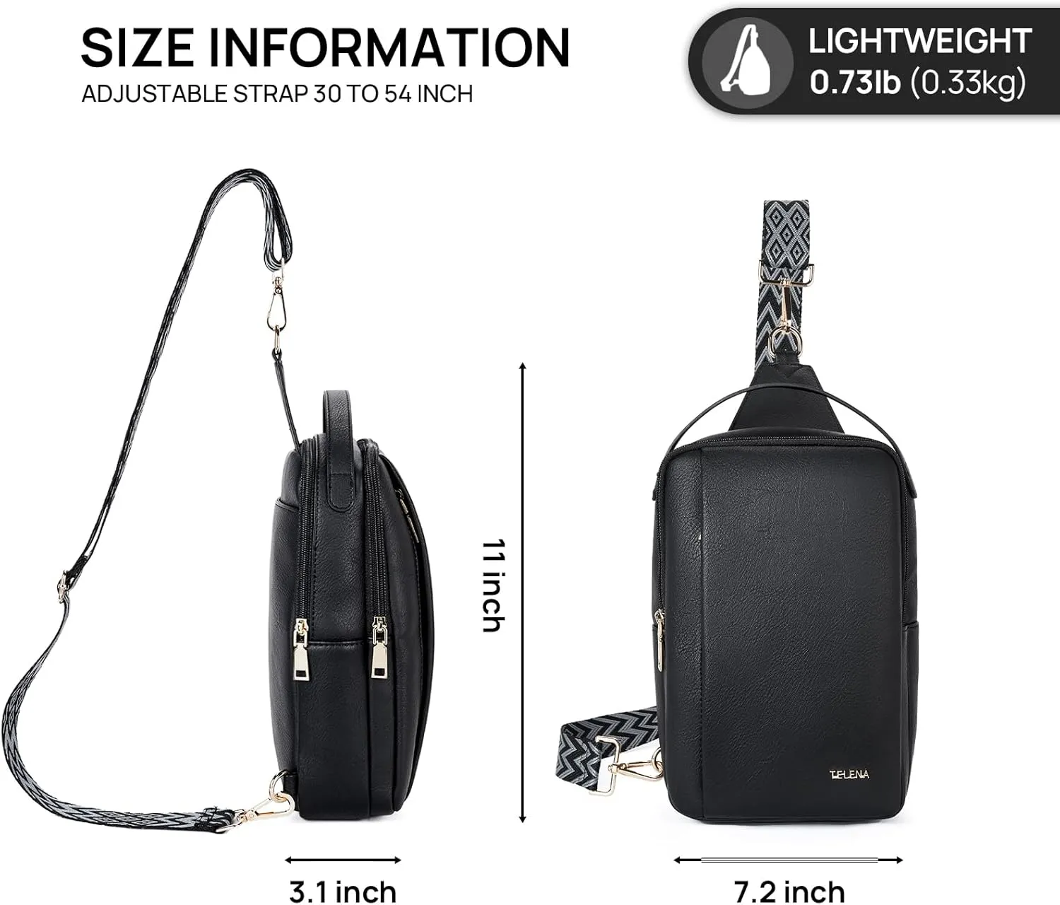 Telena Crossbody Sling Bags for Women, PU Leather Fanny Packs Cross Body Bag for Woman