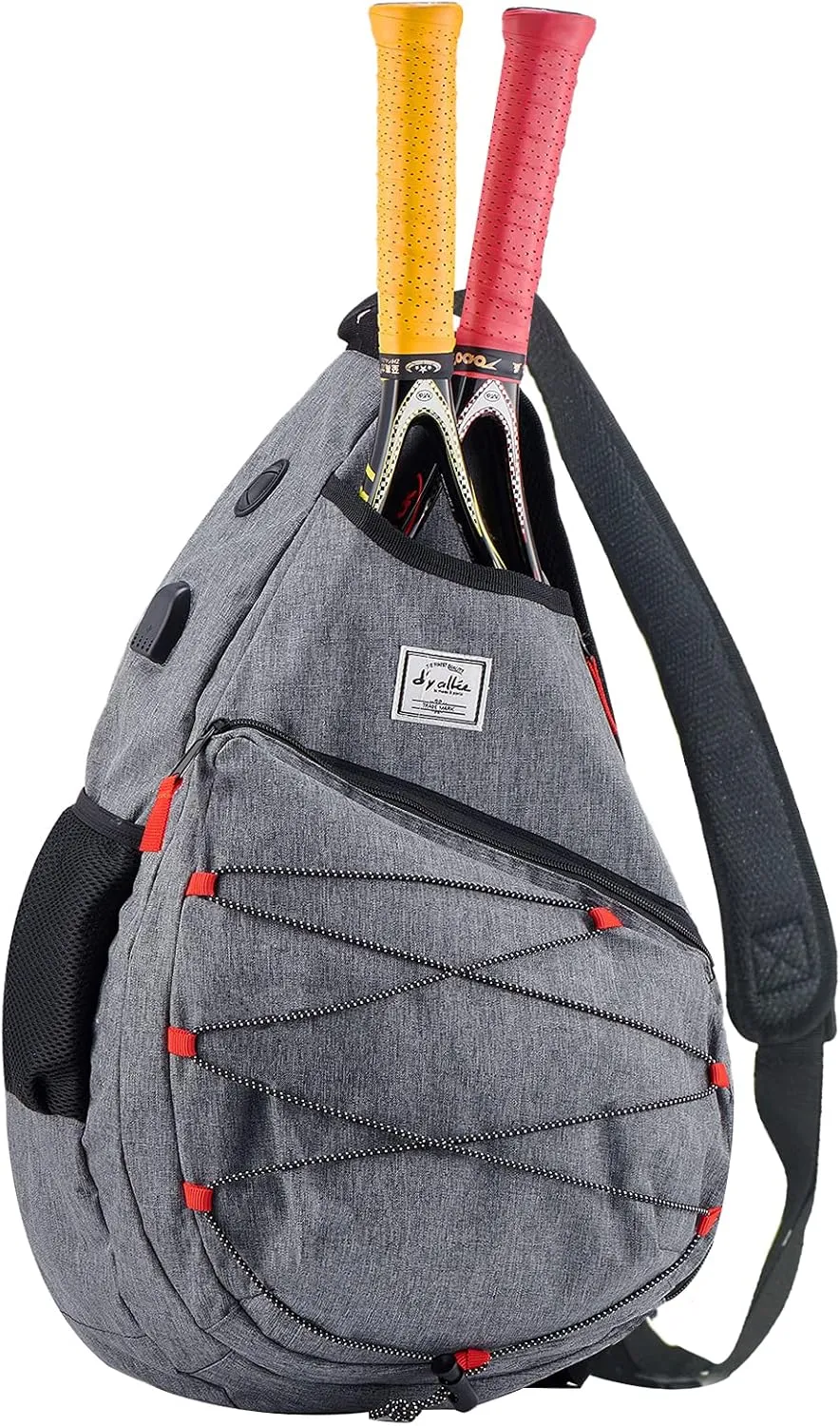 Tennis Bag for Men Women, Racquetball Pickleball Paddle Squash Sling Bags Crossbody Sports Backpack Adult with USB Charge Port