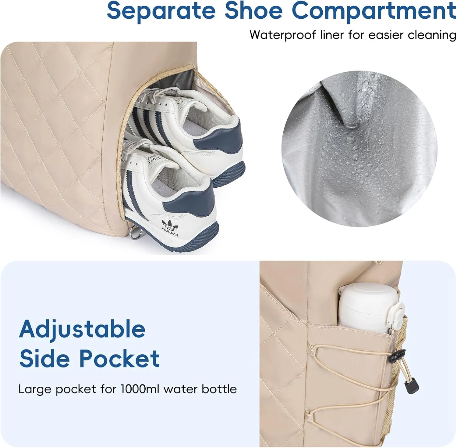 Tennis Tote Bag with Shoe Compartment - Extra-Large Quilted Pickleball Bag Holds 2-4 Rackets, Water-Resistant & Lightweight for Men & Women