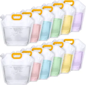 Tessco 12 Pack 1.3 Gallon Collapsible Water Storage Bag Water Container Bag Emergency Jug Foldable Plastic Storage Pouch Freezable Carrier Tank for Outdoor Sport Camping(Clear,Classic)