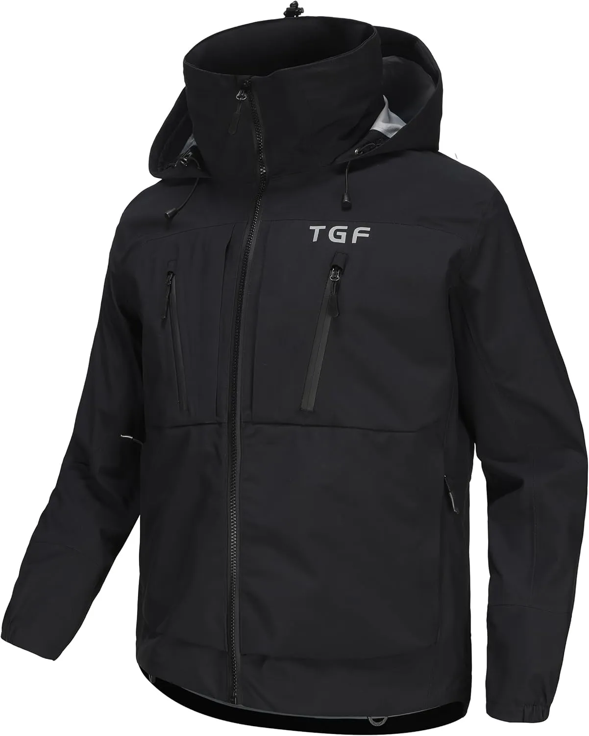 TGF Men's 8 Pockets Lightweight Breathable Fishing Wading Rain Jacket Waterproof Shell for Outdoor Foul Weather