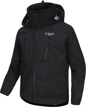 TGF Men's 8 Pockets Lightweight Breathable Fishing Wading Rain Jacket Waterproof Shell for Outdoor Foul Weather