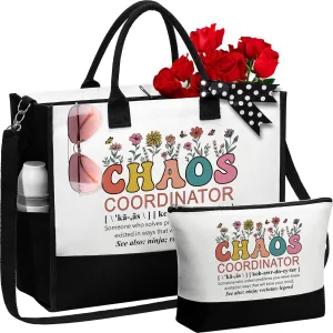 Thank You Gifts for Women, Administrative Professional Day Gifts, Chaos Coordinator Gifts for Coworker Boss Lady Nurse Employee Teacher Appreciation Gifts Office Birthday - Canvas Tote Bag Makeup Bag