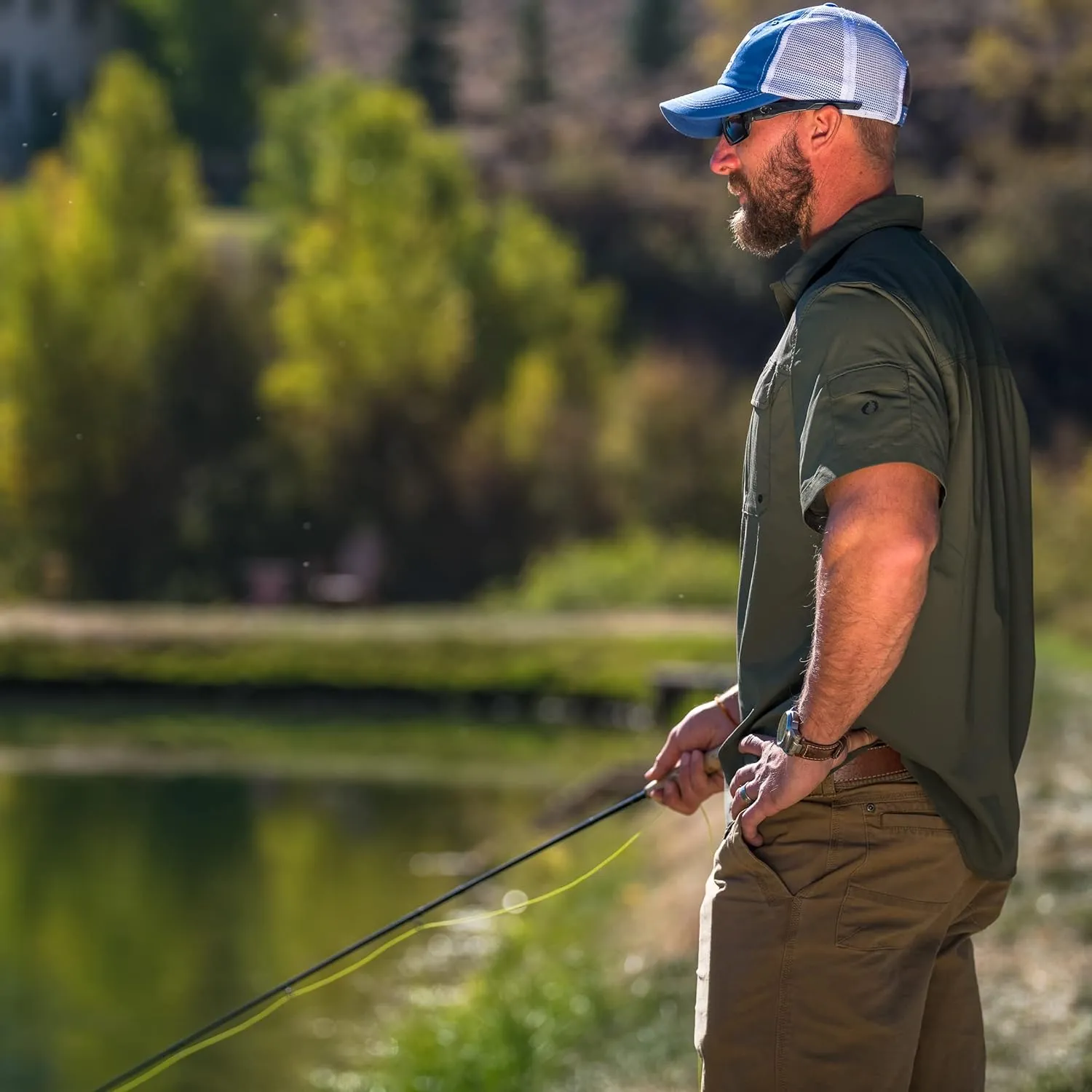 The American Outdoorsman Blackfoot River Short Sleeve Fishing Shirt for Men