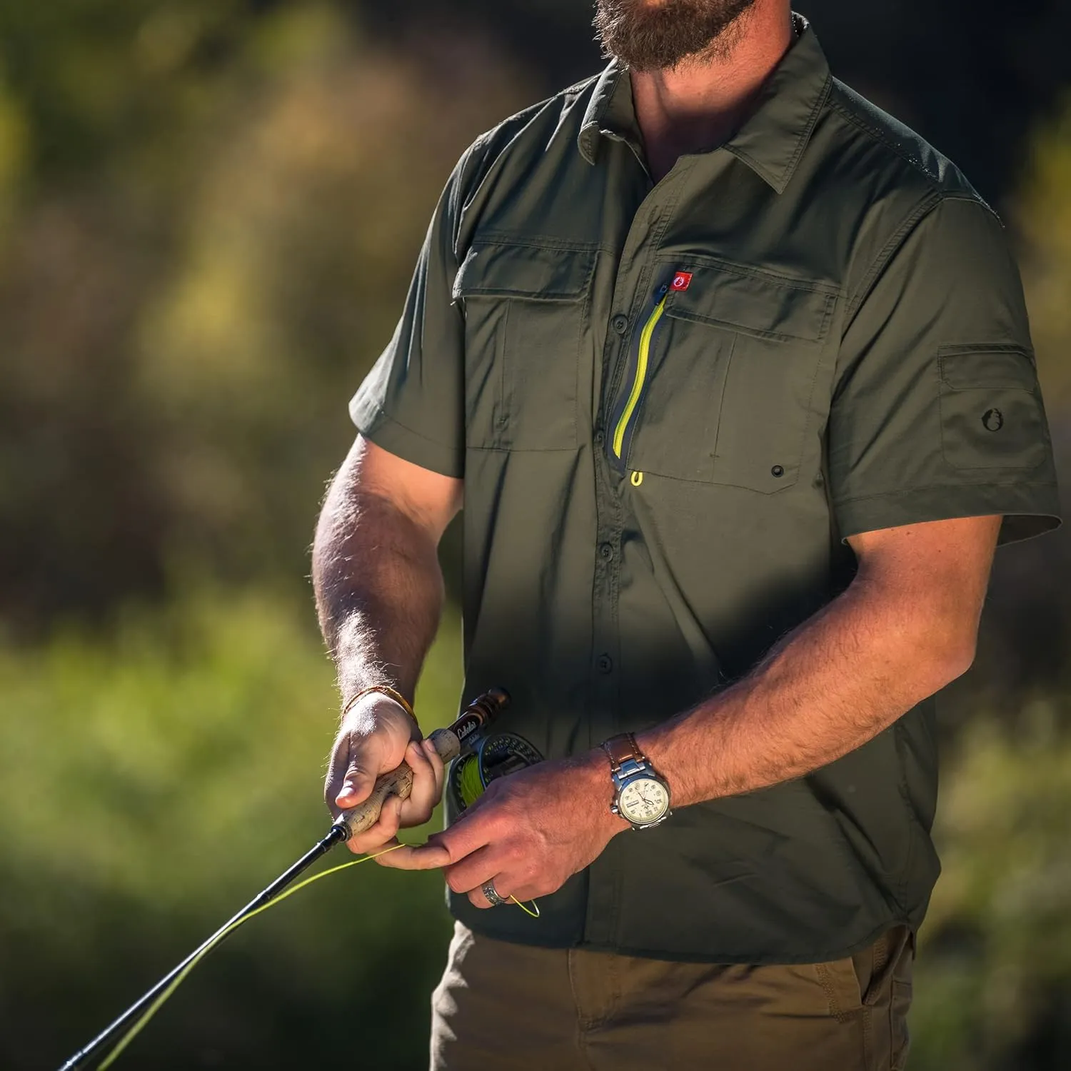 The American Outdoorsman Blackfoot River Short Sleeve Fishing Shirt for Men