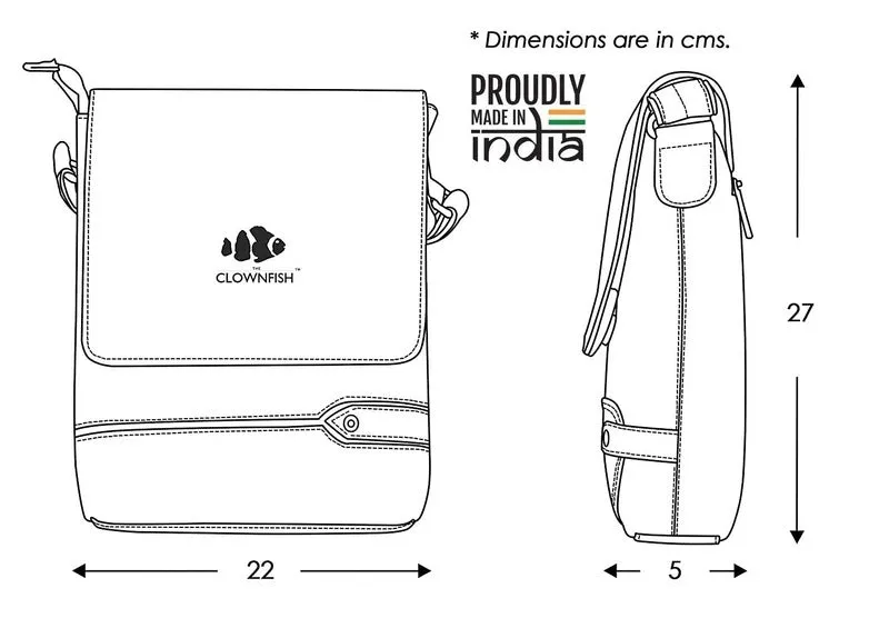 THE CLOWNFISH Liberty Vegan Leather Crossbody Long Flap 22 cms water-resistant Sling Shoulder Bags Messenger Bag for Travel and Business (Coffee)