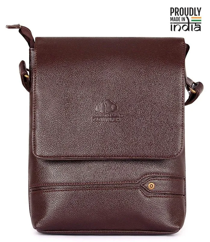 THE CLOWNFISH Liberty Vegan Leather Crossbody Long Flap 22 cms water-resistant Sling Shoulder Bags Messenger Bag for Travel and Business (Coffee)