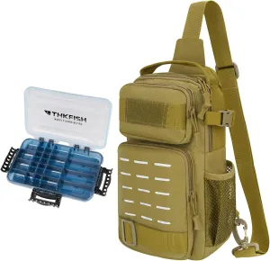 THKFISH Fishing Bag, Fishing Tackle Bag with 1 Tackle Boxes, Waterproof Fishing Bag Fishing Sling Bag, Fishing Shoulder Storage Bag Fishing Gear & Equipment for Fishing