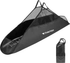 THKFISH Fishing Tournament Weigh in Fish Bag, Fish Weigh Bags Folding Weigh Sling Fish bag Bass Weigh in Bag with Fish Ruler Tournament Fish Bags,47x10.5inch Heavy Duty Fish Transport Bag, Black