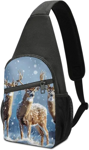 Three Deers Winter Day Crossbody Bags for Women Men Sling Bag Casual Chest Bag Daypack for Travel Sport Hiking