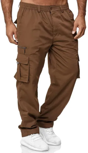 THWEI Mens Cargo Pants Casual Cotton Jogger Multi Pockets Outdoor Hiking Work Sweatpants