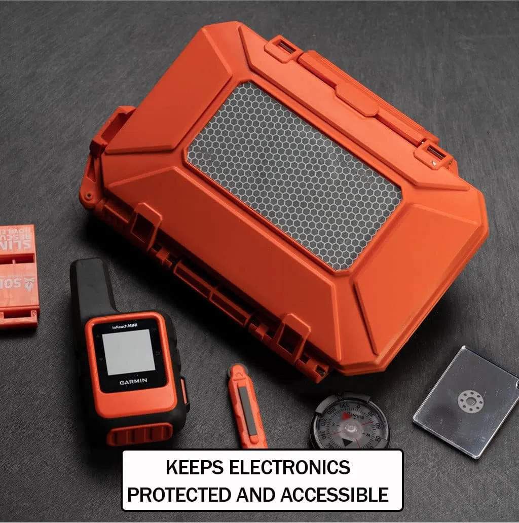 Thyrm DarkVault Comms Critical Gear Case, original version, Waterproof, Attachable to MOLLE (Orange) rugged storage for Cell Phone, GPS, tools, Made in USA