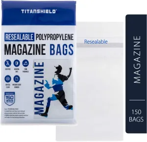 TitanShield Resealable Magazine Bags 8-3/4" X 11-1/8" with 1-1/2" Flap. (150-Count)