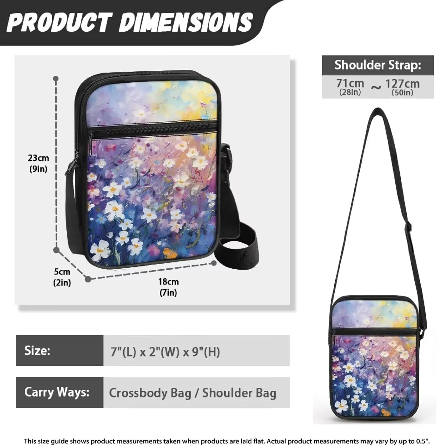TODIYADDU Messenger Bag for Women Men Mini Shoulder Bag with Adjustable Straps Trendy Crossbody Sling Bag for Cell Phone Keys