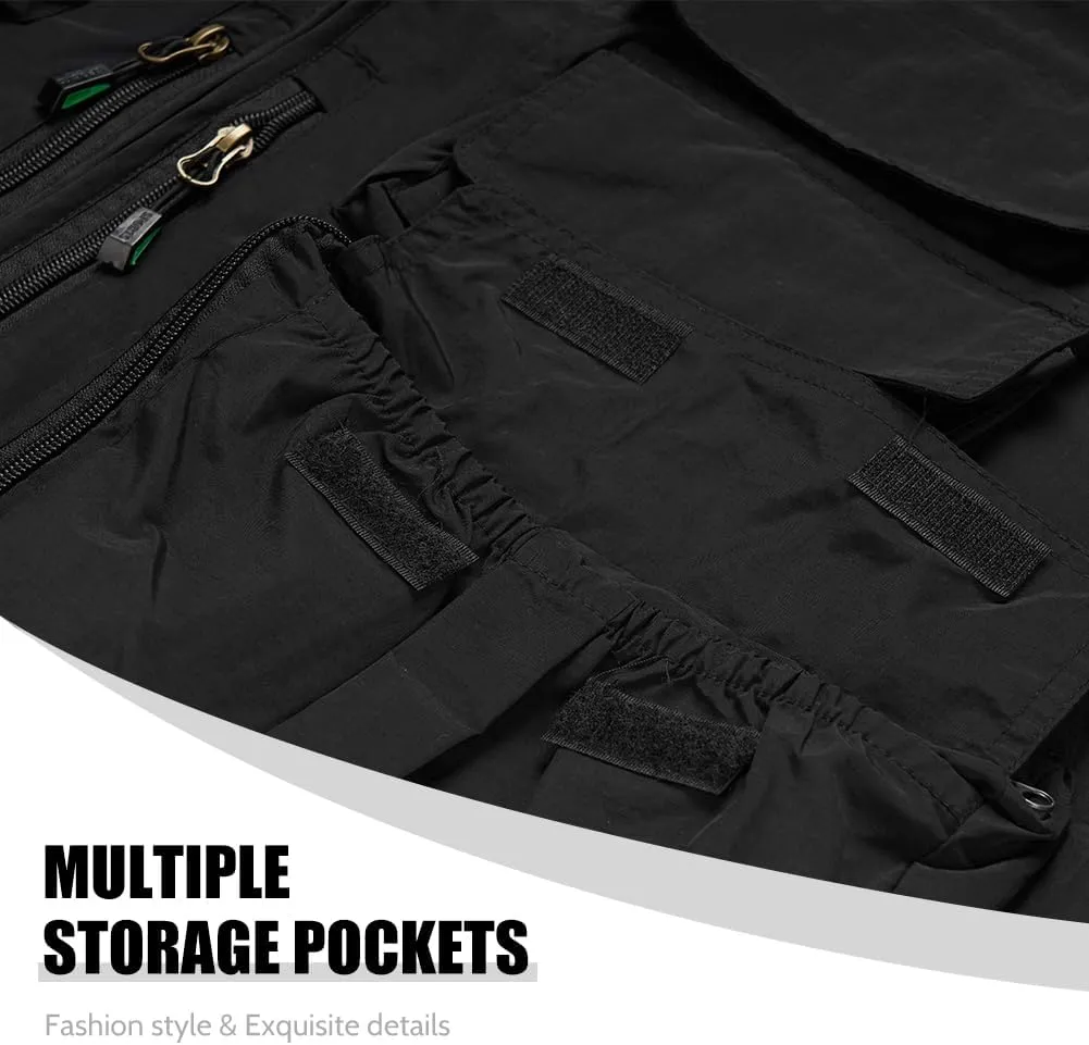 TOLOER Men's Summer Fishing Vest Multi Pockets Casual Vests Waterproof Quick Dry Outdoor Mountain Photography