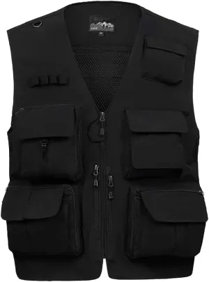 TOLOER Men's Summer Fishing Vest Multi Pockets Casual Vests Waterproof Quick Dry Outdoor Mountain Photography