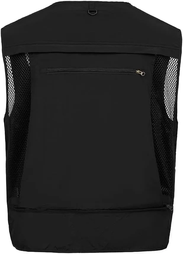 TOLOER Men's Summer Fishing Vest Multi Pockets Casual Vests Waterproof Quick Dry Outdoor Mountain Photography