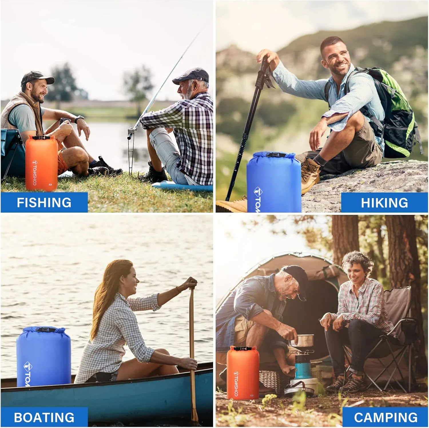 TOMSHOO Dry Bag 3-Pack/5-Pack, Lightweight Waterproof Bags Roll Top Sack Set Keeps Gear Dry for Hiking, Beach, Fishing, Kayaking, Boating, Swimming, Camping