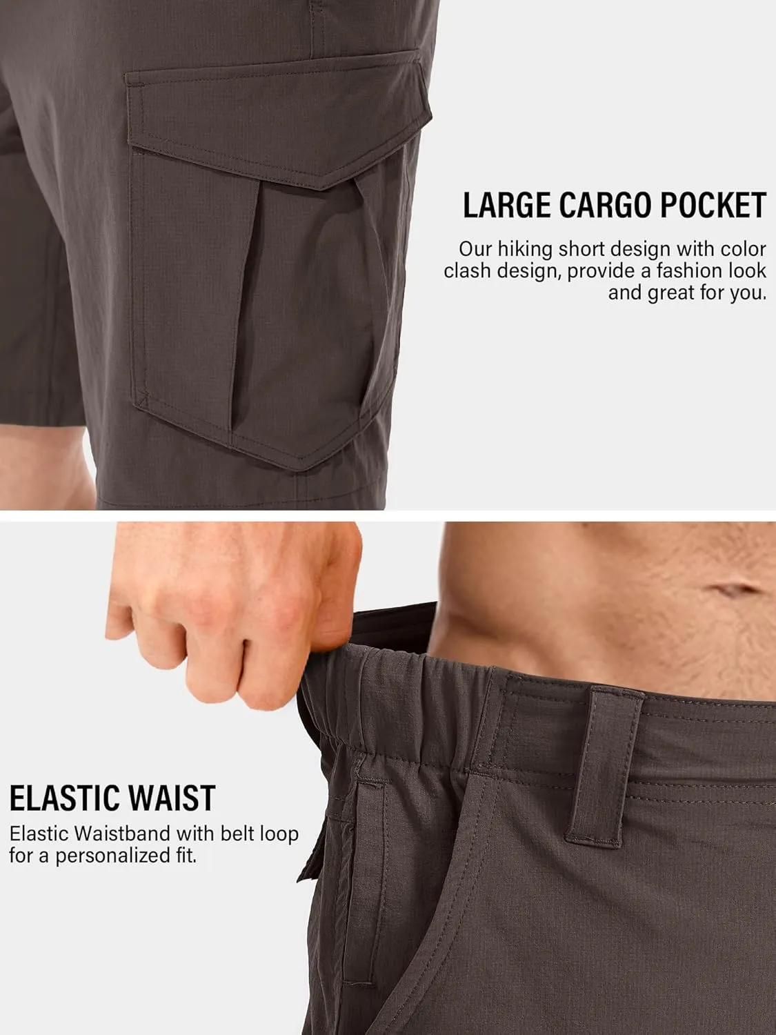 Toomett Mens Hiking Cargo Shorts Quick Dry Lightweight Travel Fishing Camping Golf Shorts with Multi Pockets