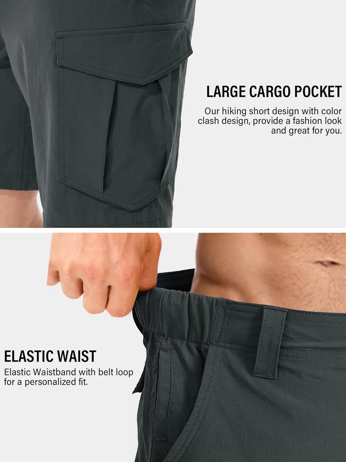 Toomett Mens Hiking Cargo Shorts Quick Dry Lightweight Travel Fishing Camping Golf Shorts with Multi Pockets