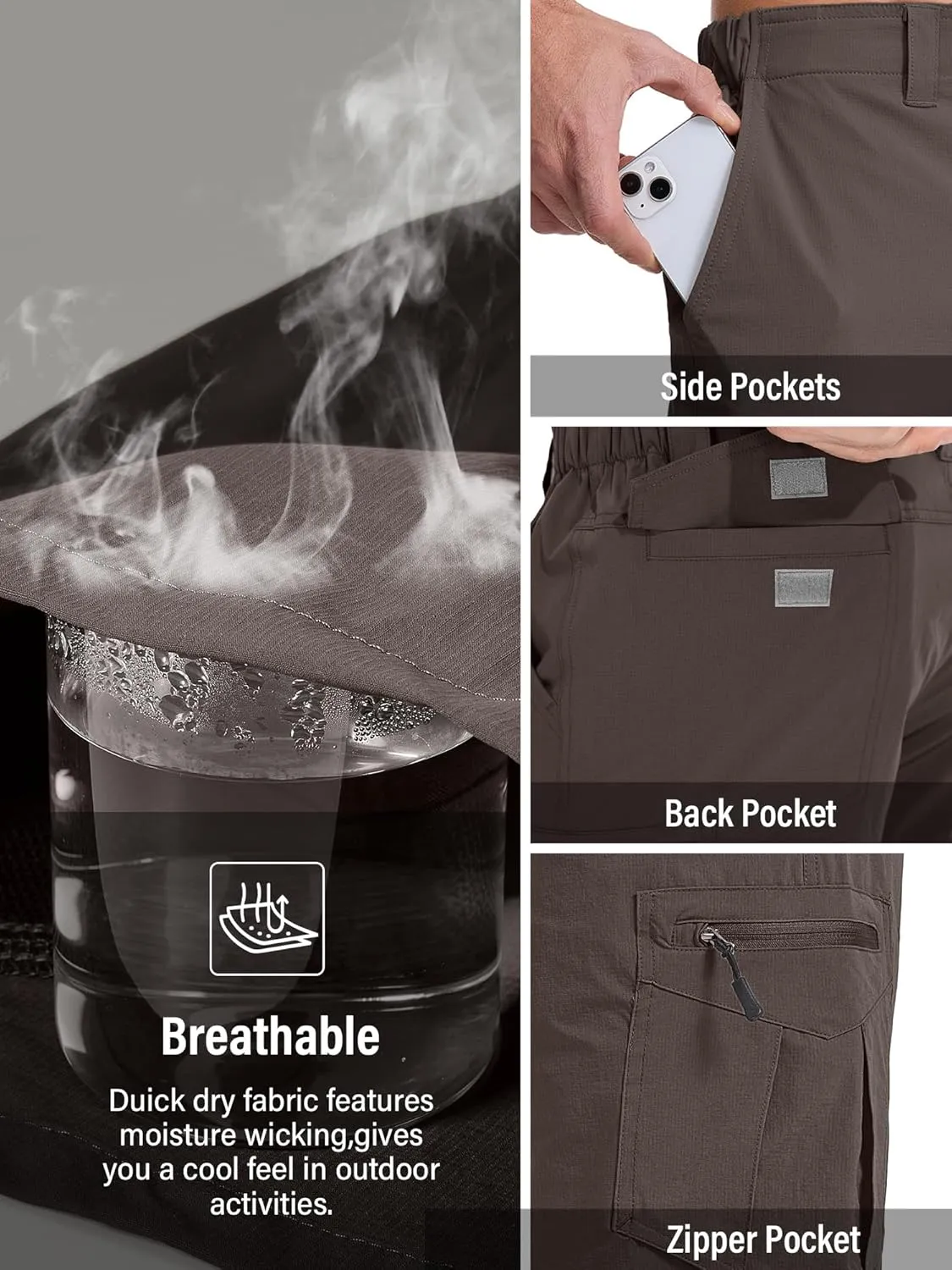 Toomett Mens Hiking Cargo Shorts Quick Dry Lightweight Travel Fishing Camping Golf Shorts with Multi Pockets