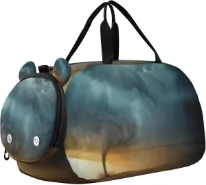 Tornado Sports Duffle Bag for Girls Boys, Gym Bag with Shoe Compartment, Kids Travel Overnight Weekender Shoulder Bag