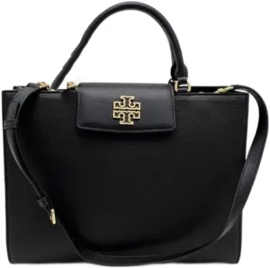Tory Burch 138773 Britten Black With Gold Hardware Leather Women's Tote Bag