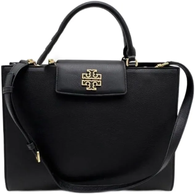 Tory Burch 138773 Britten Black With Gold Hardware Leather Women's Tote Bag