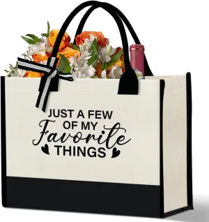 Tote Bag for Women, Birthday Christmas Gift for Mom Grandma Female Coworker Shopping Beach Grocery Bag, Just a Few of My Favorite Things