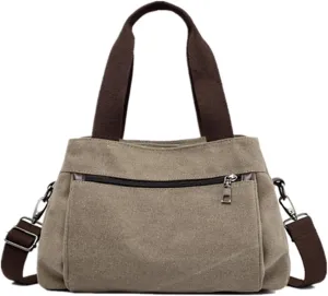 Tote Bag for Women, Canvas Crossbody Bags for Women, Multi Compartment Handbags Purse Medium Satchel