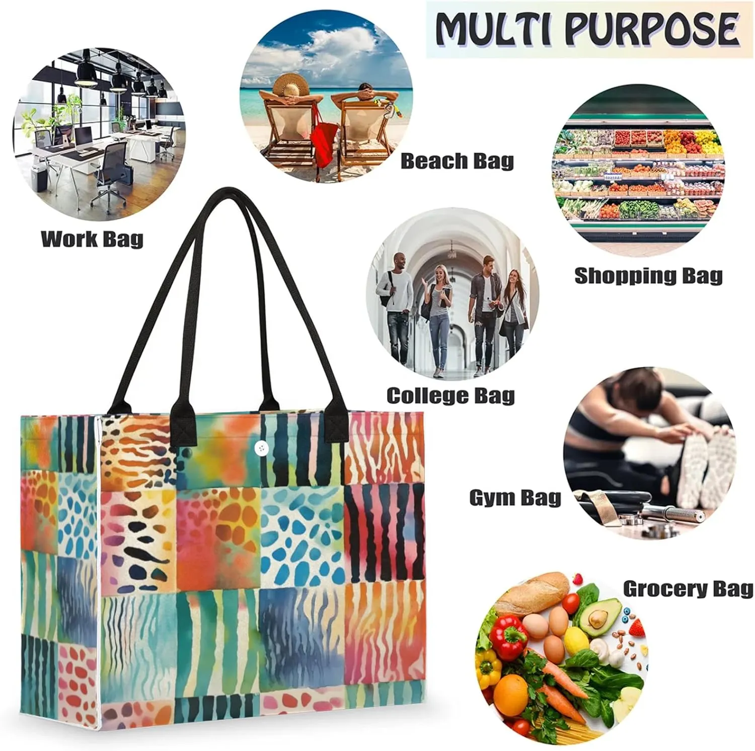 Tote Bag for Women Reusable Canvas Shoulder Bag
