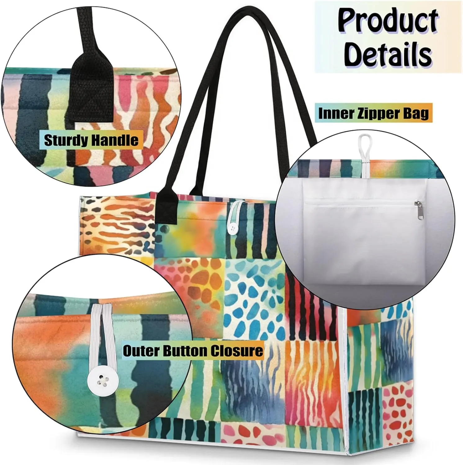 Tote Bag for Women Reusable Canvas Shoulder Bag