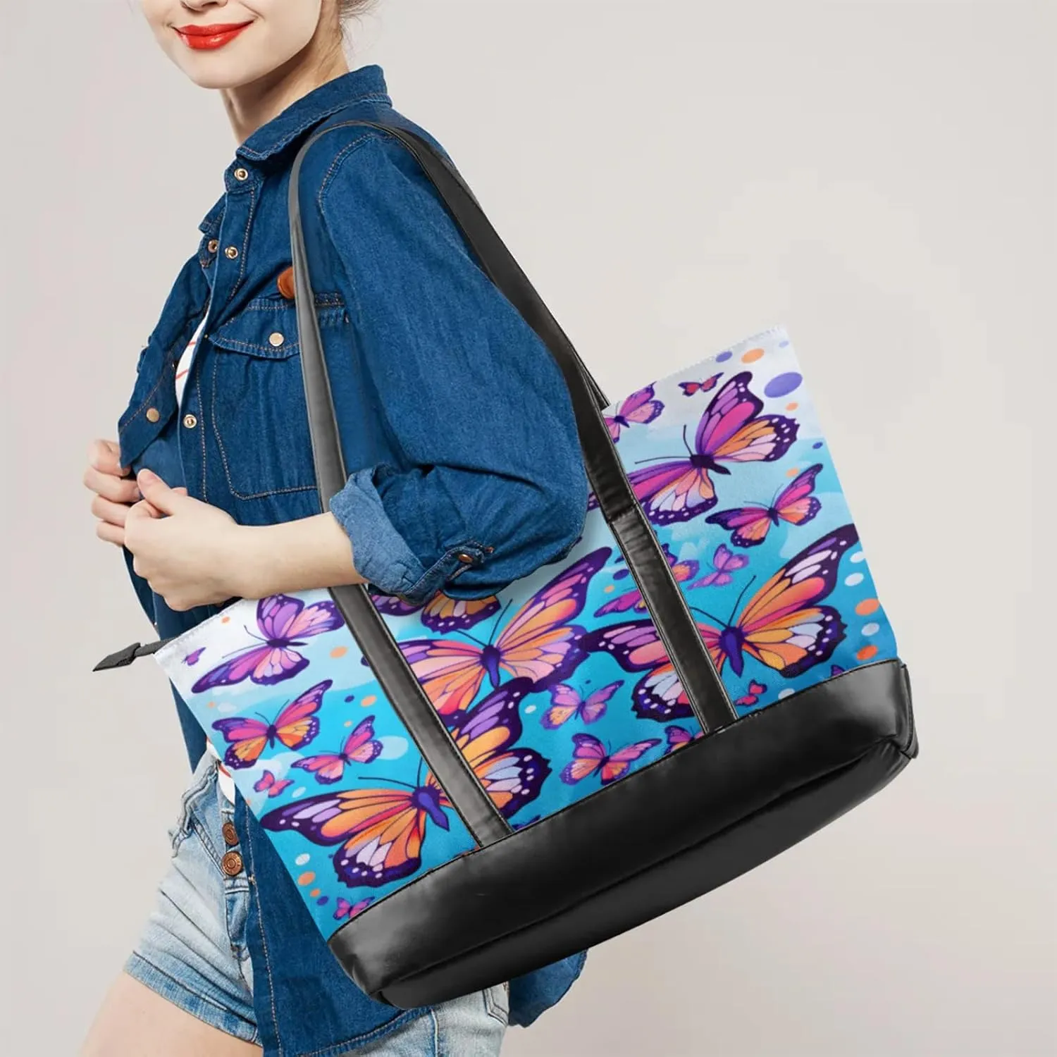 Tote Bag for Women with Zipper, Laptop Tote Bags Laptop Sleeve Case Shoulder Bag Messenger Bags