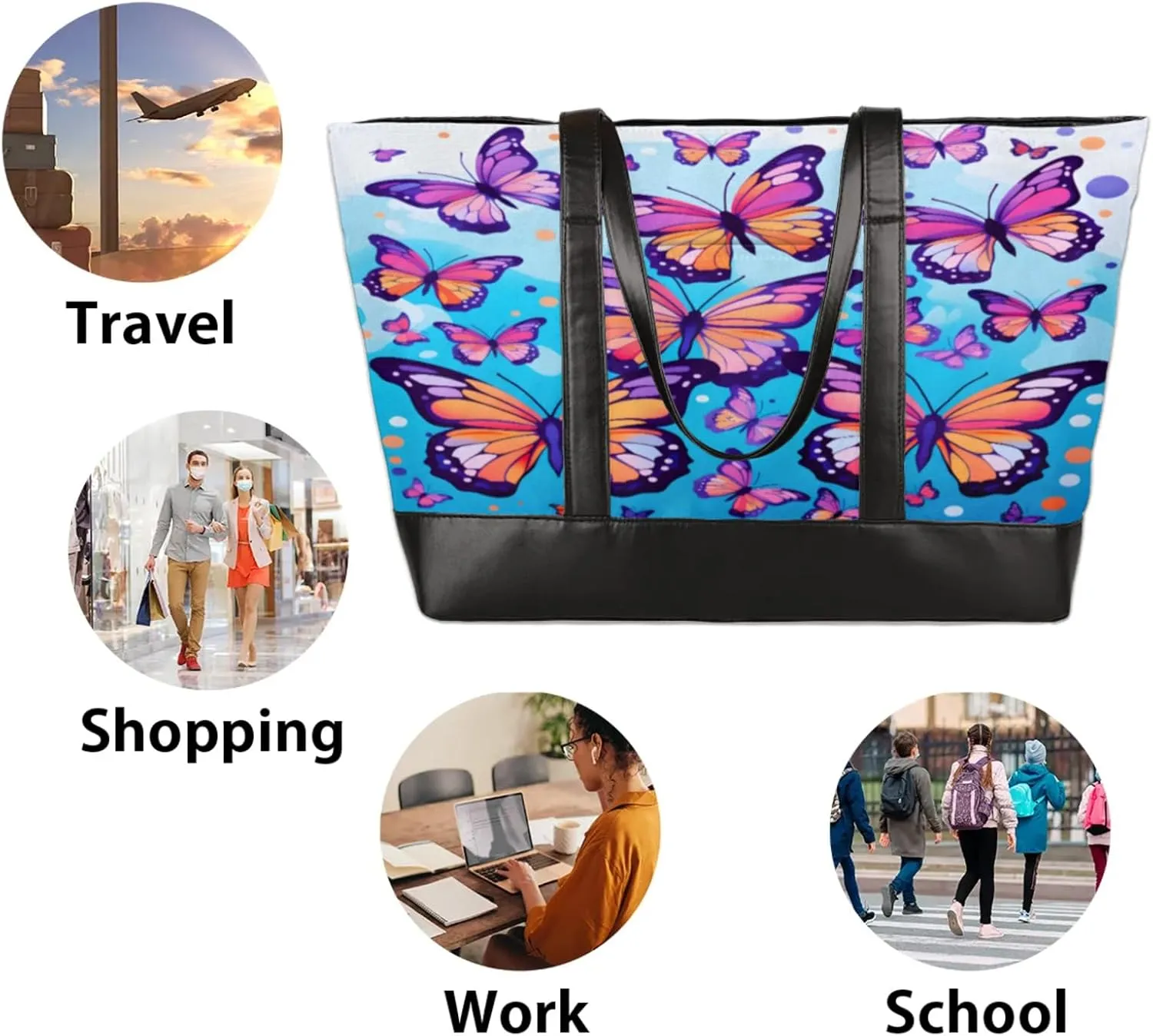 Tote Bag for Women with Zipper, Laptop Tote Bags Laptop Sleeve Case Shoulder Bag Messenger Bags