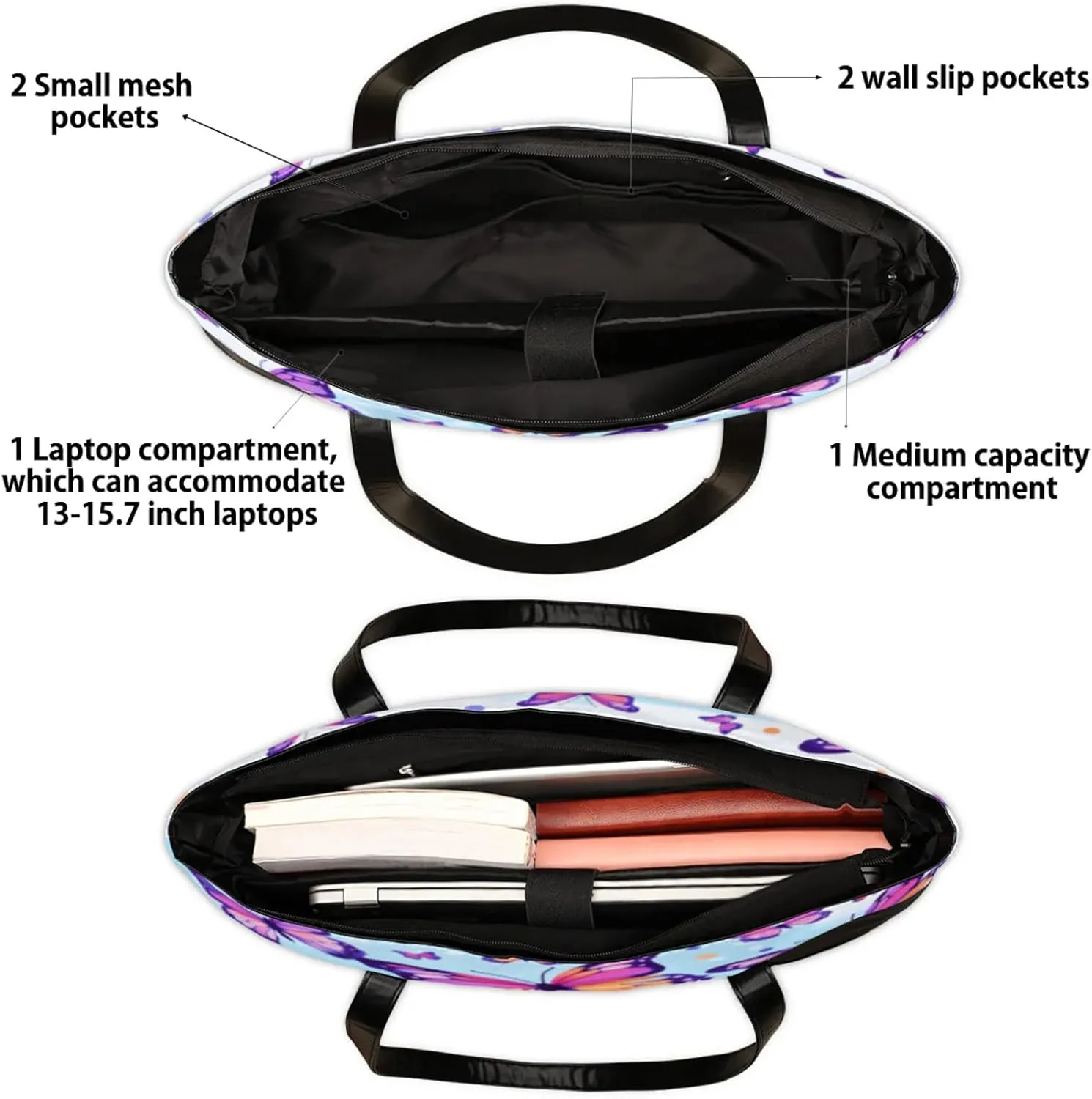 Tote Bag for Women with Zipper, Laptop Tote Bags Laptop Sleeve Case Shoulder Bag Messenger Bags