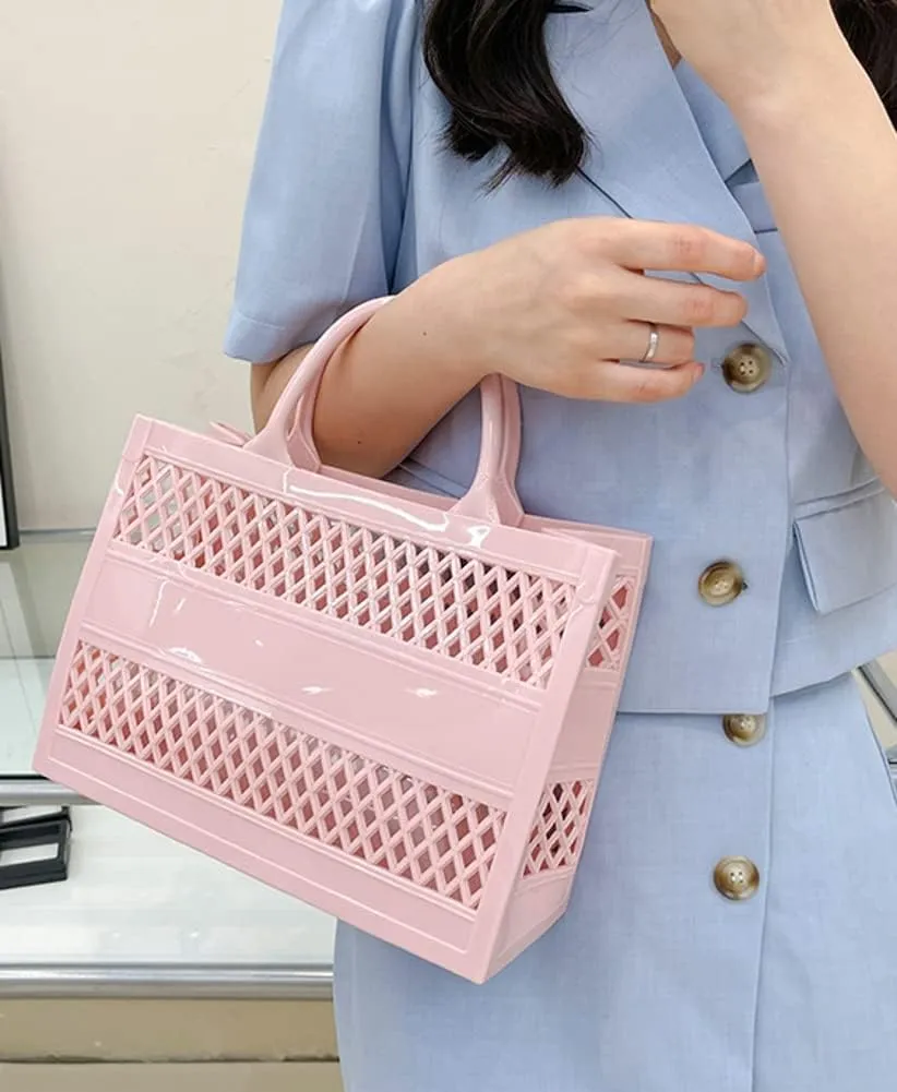 Tote Bag Purses for Women Summer Mesh Beach Tote Bag Large Capacity Shopping Basket Top Handle Handbag Jelly Storage Bag