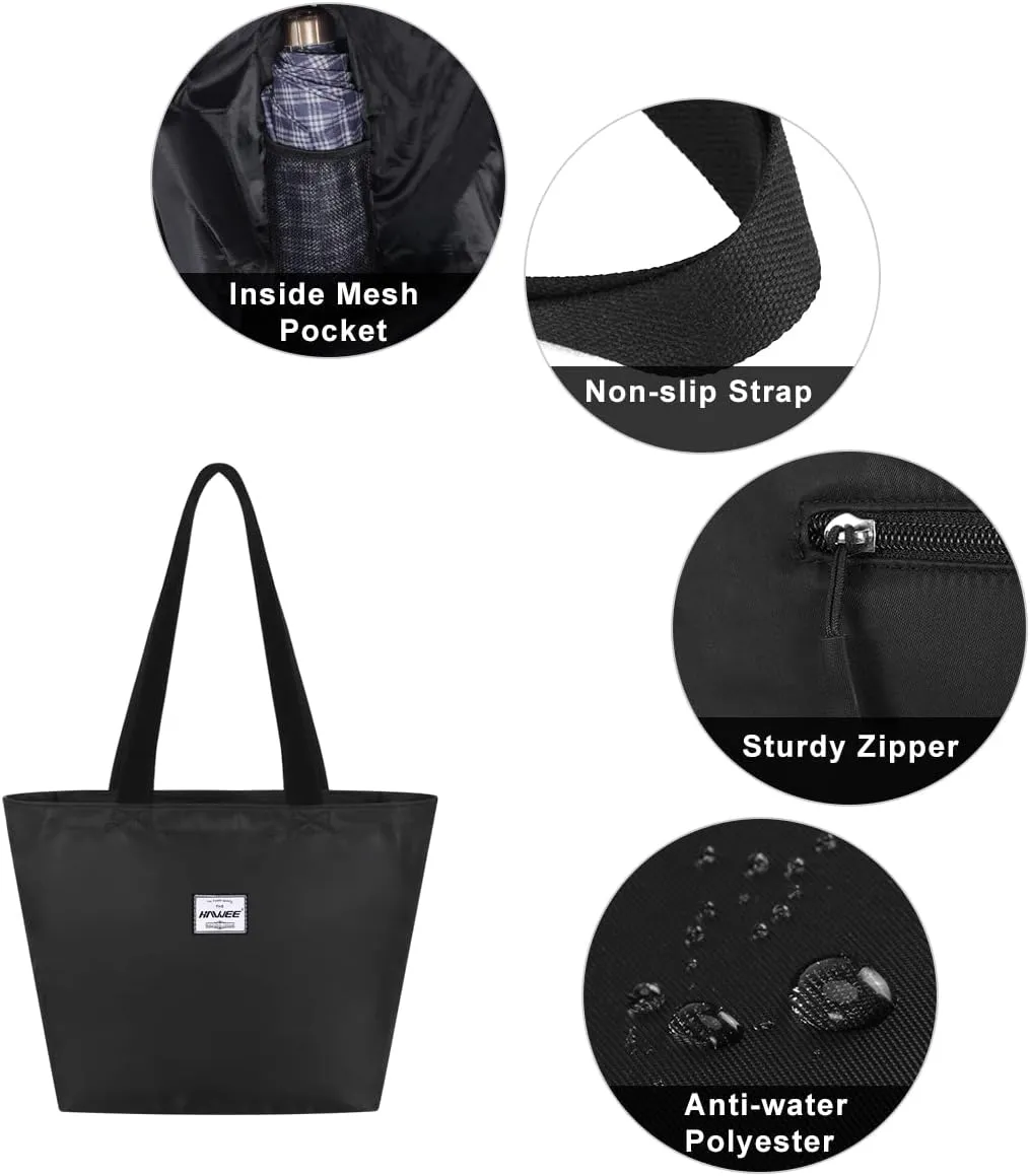 Tote Bag with Zipper for Women Inside Mesh Pocket Heavy Duty Casual Anti-water Cloth Travel Shoulder Handbag