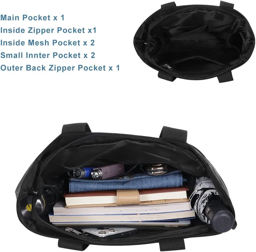 Tote Bag with Zipper for Women Inside Mesh Pocket Heavy Duty Casual Anti-water Cloth Travel Shoulder Handbag