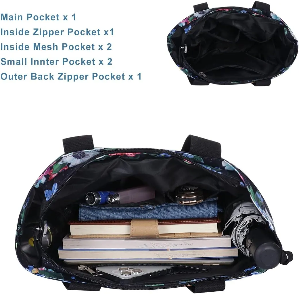 Tote Bag with Zipper for Women Inside Mesh Pocket Heavy Duty Casual Anti-water Cloth Travel Shoulder Handbag