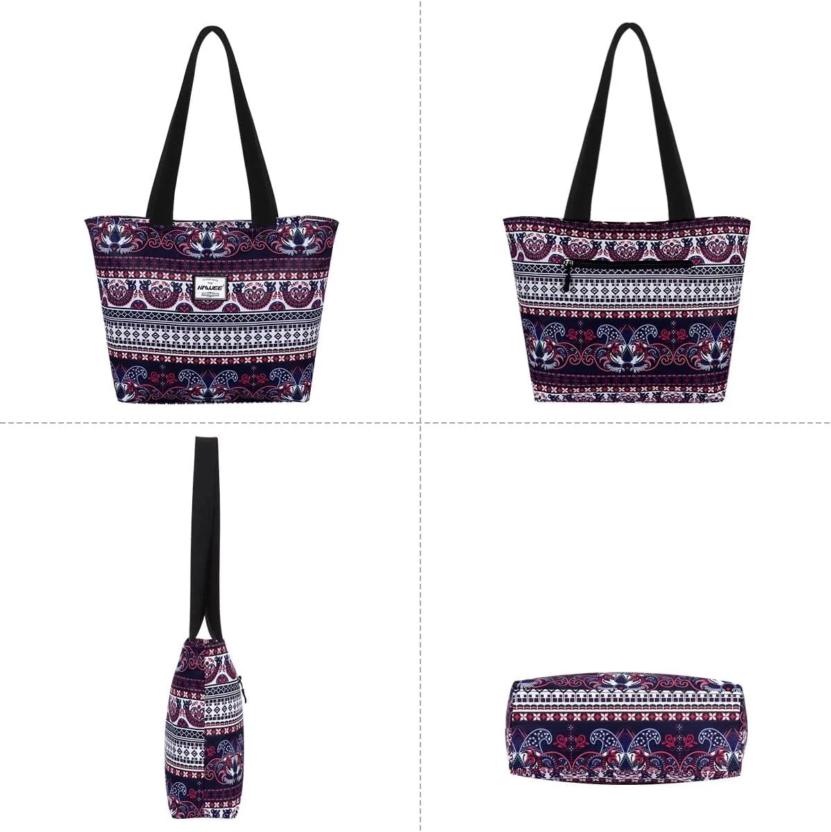 Tote Bag with Zipper for Women Inside Mesh Pocket Heavy Duty Casual Anti-water Cloth Travel Shoulder Handbag