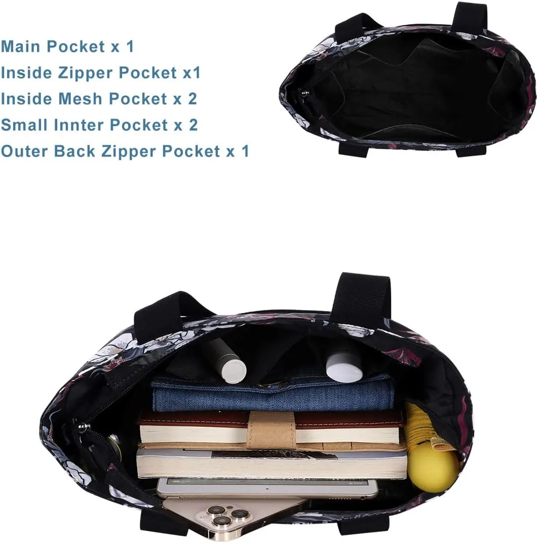 Tote Bag with Zipper for Women Inside Mesh Pocket Heavy Duty Casual Anti-water Cloth Travel Shoulder Handbag