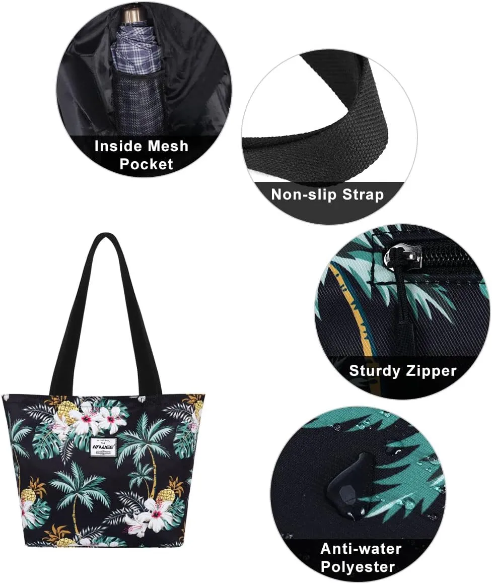 Tote Bag with Zipper for Women Inside Mesh Pocket Heavy Duty Casual Anti-water Cloth Travel Shoulder Handbag