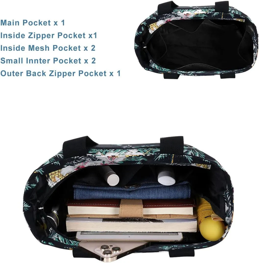 Tote Bag with Zipper for Women Inside Mesh Pocket Heavy Duty Casual Anti-water Cloth Travel Shoulder Handbag
