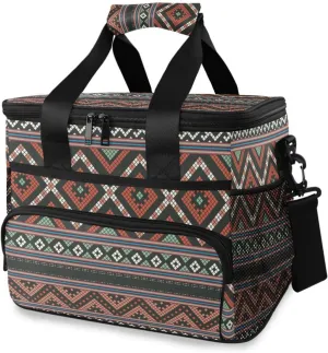 Traditional Thai Element Large Insulated Cooler Lunch Bag for Women Men, Wide Opening Leakproof Lunch Box for Adults, Lunch Tote Bag with Shoulder Strap for Travel Work Picnic,15L