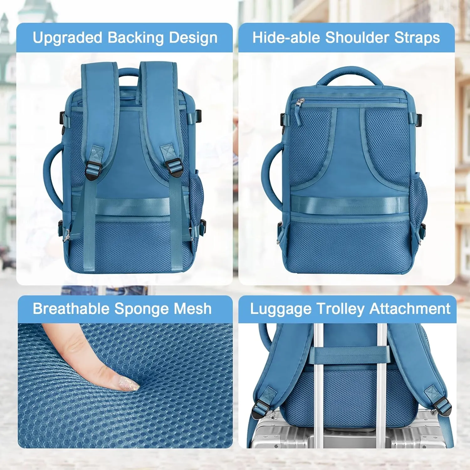 Travel Backpack for Men Women, Carry on Backpack Flight Approved, Personal Item Backpack Bag on Airplanes,Backpacks for Traveling, Travel Essentials,Dark Blue