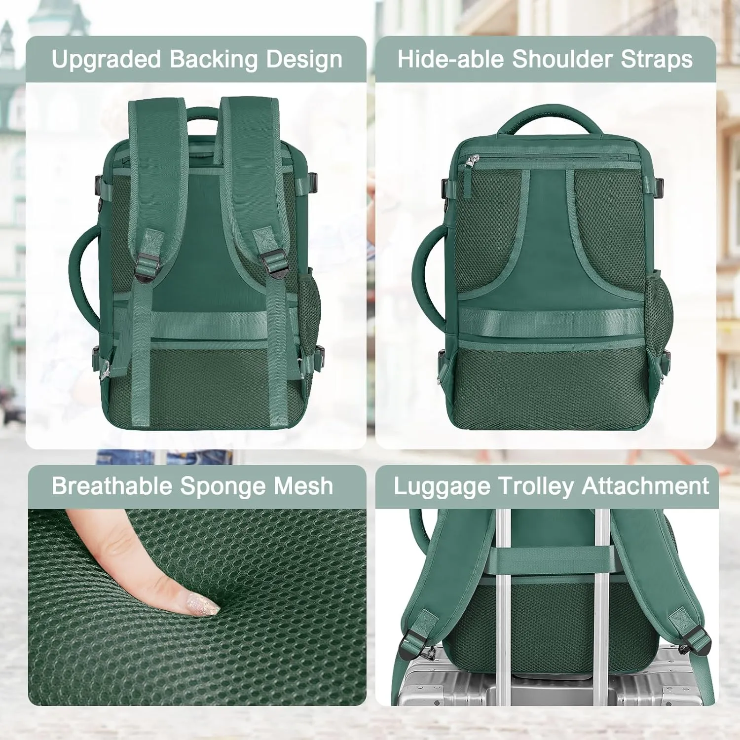 Travel Backpack for Men Women, Carry on Backpack Flight Approved, Personal Item Backpack Bag on Airplanes,Backpacks for Traveling, Travel Essentials,Dark Green