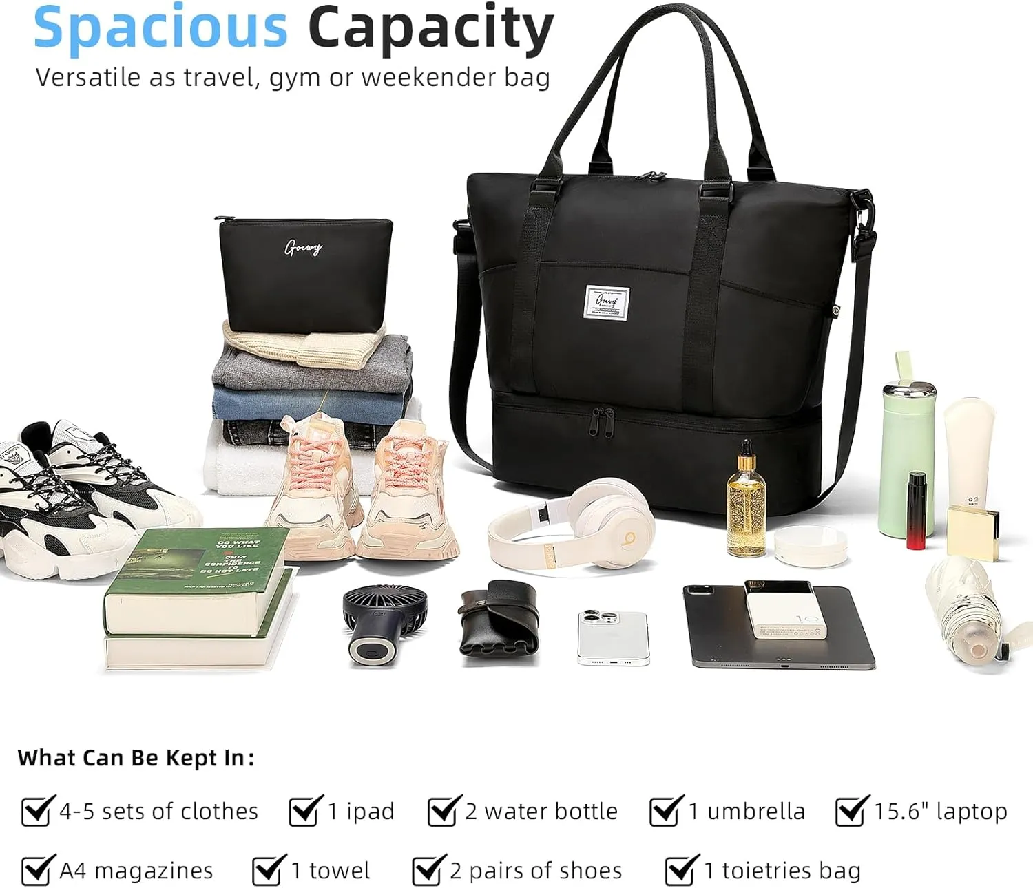 Travel Bag Weekender Bags for Women Overnight Duffel Bag with with Shoes Compartment and Wet Pocket