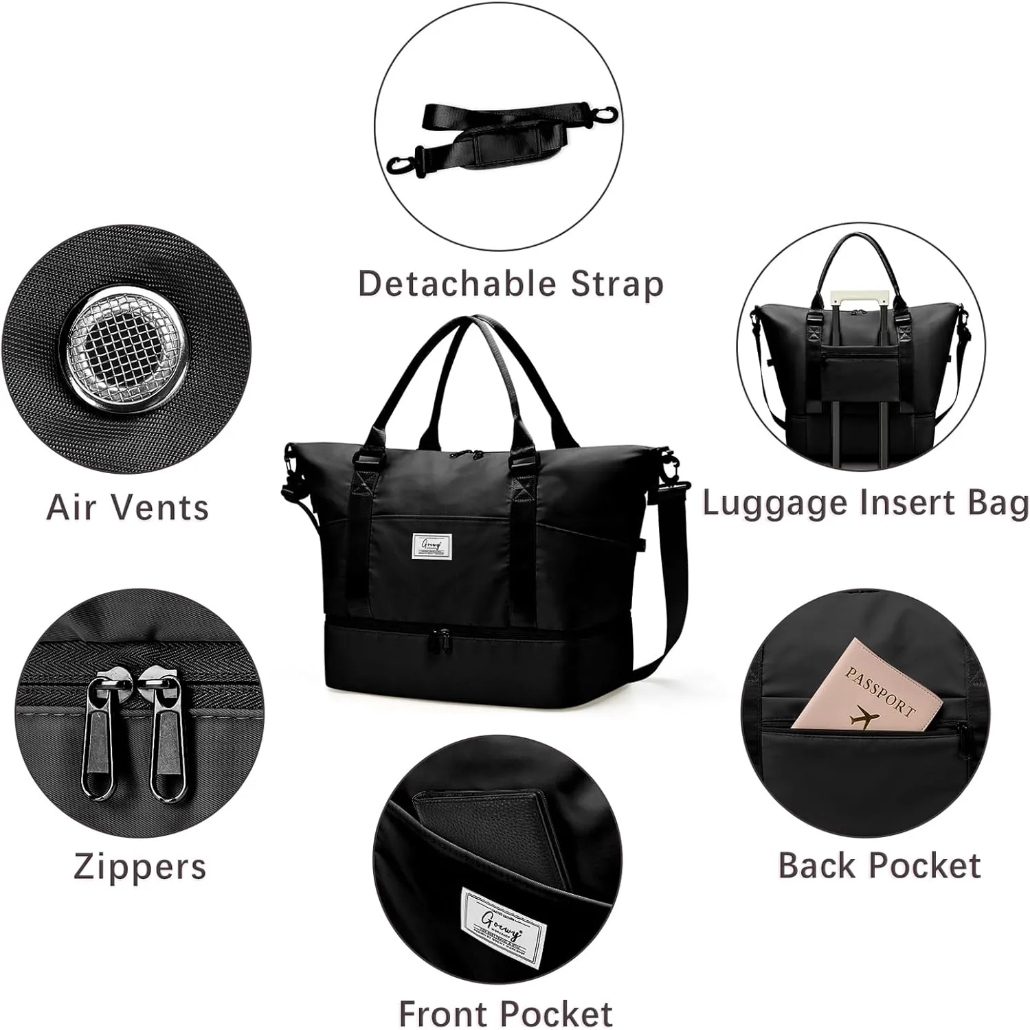Travel Bag Weekender Bags for Women Overnight Duffel Bag with with Shoes Compartment and Wet Pocket