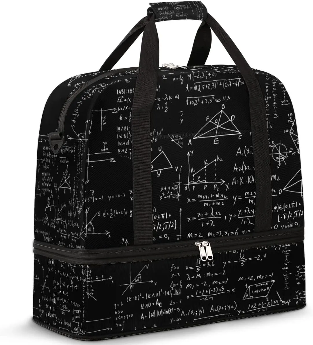 Travel Duffel Bag Education Math Sport Gym Bag for Woman Man,Waterproof Foldable Weekend Overnight Bag for Yoga Workout Training with Shoe Compartment