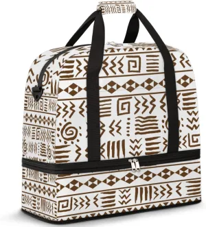 Travel Duffel Bag Egypt Egyptian Hieroglyph Pattern Sport Gym Bag for Woman Man,Waterproof Foldable Weekend Overnight Bag for Yoga Workout Training with Shoe Compartment